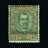 Italy - Colonies - Eritrea : (SG 46) 1916-21 10l sage green and pale rose fresh m.m. Cat £550 (image