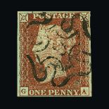 Great Britain - QV (line engraved) : (SG 8m) 1841 1d red-brown, GA, 4 good to large margins, with