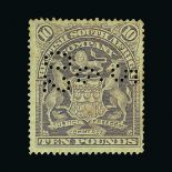 Rhodesia : (SG 93) 1898-1908 Arms £10 lilac perfin mint with original gum Cat £3500 (image