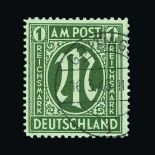 Germany - Allied Military Post : (SG A35) 1945 1m myrtle-green fine cto used Cat £700 (image