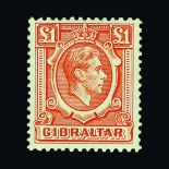 Gibraltar : (SG 121-131) 1938-51 KGVI All basic colours complete to £1, taken as cheapest except 5/-