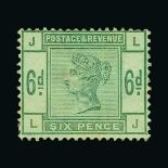Great Britain - QV (surface printed) : (SG 194) 1883 6d dull green unused with non-original gum, a