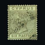 Cyprus : (SG 15) 1881 CC 6pi olive grey v.f.u. Cat £475 (image available) [US4]