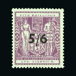 New Zealand - Postal Fiscals : (SG F188) 1940 ARMS 5/6 on 5s 6d lilac, very fine unmounted mint. Cat