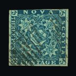 Canada - Nova Scotia : (SG 3) 1851-60 Emblems design 3d bright blue 3½ margins fu - bright shade.