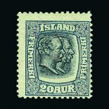 Iceland : (SG 115) 1914 Two Kings 20a blue P14x14½ m.m. Cat £200 (image available) [US3]