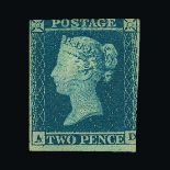 Great Britain - QV (line engraved) : (SG 14) 1841 2d blue, AD, 2½ margins, h/r, fresh m.m.  Rare.