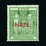 Niue : (SG 80) 1941-67 Postal Fiscal single wmk 5s, centred to SE, fresh m.m. Cat £400 (image