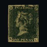 Great Britain - QV (line engraved) : (SG 2) 1840 QV 1d black (pl.8, M-L) small thin spot, 4 margins,