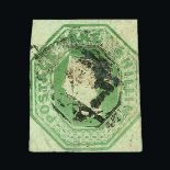 Great Britain - QV (embossed) : (SG 54) 1847-54 1s pale green, Die 2, touches at left, into at