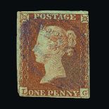 Great Britain - QV (line engraved) : (SG 8p) 1841 1d red-brown, LG, 3+ margins, with faint London