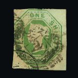 Great Britain - QV (embossed) : (SG 54) 1847-54 1s pale green, Die 2, a "large" stamp, good used.