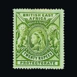 British East Africa : (SG 98) 1897-1903 20R pale green fresh mint, heavily mounted, light crease,