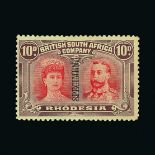 Rhodesia : (SG 149s) 1910 Double Head P14 - 10d scarlet & reddish-mauve overprinted SPECIMEN (Samuel