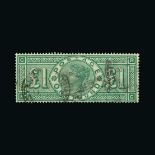 Great Britain - QV (surface printed) : (SG 212) 1891 £1 green, RC, centred to SW, cds cancels,