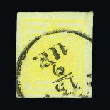 Austria : (SG 6a) 1854 Arms medium smooth machine-made paper, 1k Yellow, type III. 4 large