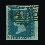 Great Britain - QV (line engraved) : (SG E515q) 1841 2d deep full blue, plate 4, LL, huge margins