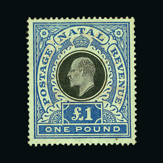 Natal : (SG 142) 1902 KE7 Crown CC £1 black & blue m.m. Cat £325 (image available) [US1]