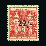 New Zealand - Postal Fiscals : (SG F216) 1945 ARMS 22/- on 22s scarlet, fine mint, vey light tone