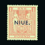 Niue : (SG 85) 1943 Arms £1 pink, single lined watermark, fine mint. Cat £200 (image available)