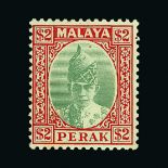 Malaya - Perak : (SG 120) 1938 Sultan full face $2 green & red m.m. some foxing Cat £225 (image