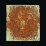 Great Britain - QV (line engraved) - Imperforate 1d Red Plated : (SG AS69va) 1841 1d Red-brown