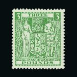 New Zealand - Postal Fiscals : (SG F183) 1936-39 ARMS £3 green on Wiggins Teape paper, very fine