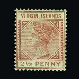 British Virgin Islands : (SG 25) 1879 QV Crown CC 2½d red-brown unused without gum Cat £120 (image