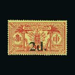 New Hebrides : (SG 34-5) 1920 Surcharged 2d on 40c the two wmk types m.m. Cat £131 (image available)