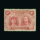 Rhodesia : (SG 183) 1910 Double Head P13½ - 1d bright carmine with 1999 RPS(L) cert which states '