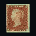 Great Britain - QV (line engraved) : (SG 8) 1841 1d red-brown, SL, 3 huge margins, close at left,