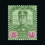 Malaya - Johore : (SG 78,etc) 1910-19 Sulta n set ex 8c(9) fine m.m. Cat £250 (image available) [