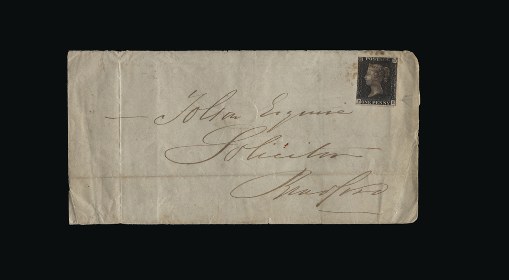 Great Britain - Covers - QV : (SG 2) 1840 1d black, plate 6, PE, on Dec 12 1840 Entire from Leeds,