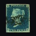 Great Britain - QV (line engraved) : (SG 4) 1840 2d deep blue, plate 1, NF, 4 good to large margins,
