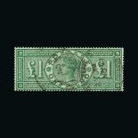 Great Britain - QV (surface printed) : (SG 212) 1891 £1 green, BB, faint bend mentioned for accuracy