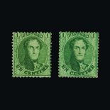 Belgium : (SG 20, 24) 1864-5 "Medallions", no watermark. 1c Perf.12½ x 13½, then 1c Perf.14½. Both