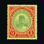 Malaya - Trengganu : (SG 25) 1921-41 MCA $5 green and red/yellow fresh mint Cat £160 (image