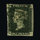 Great Britain - QV (line engraved) : (SG 2) 1840 1d black plate 10, lettered G-I, four margins -