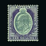 Malta : (SG 38-44) 1903-4 KEVII  Wmk.Crown CA set to 1/-. Fresh m.m. h/r on 1/-(7) Cat £130 (image