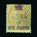 Malaya - Straits Settlements : (SG 5) 1867 6c on 2a yellow fine used Cat £250 (image available)
