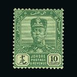 Malaya - Johore : (SG 125) 1922-41 Script $10 green and black fresh m.m., very fine Cat £325 (