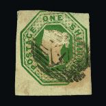 Great Britain - QV (embossed) : (SG 55) 1847 QV 1/- green - three good to very wide margins, the