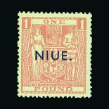 Niue : (SG 82) 1941 Overprint on Postal fiscal £1 pink m.m. gum thin from hinge removal Cat £200 (