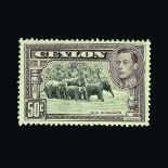 Ceylon : (SG 394c) 1942 KGVI  50c Line Perf. 14 x 14. Superbly fresh l.m.m. Cat £110 (image