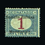 Italy - Colonies - Somalia : (SG D24) 1906 Postage due 1L magenta & blue centred L, fresh lmm.