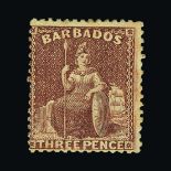 Barbados : (SG 63) 1873 Small Star 3d brown purple fresh mint, part original gum Cat £325 (image