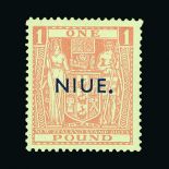 Niue : (SG 82) 1941 Overprint on Postal fiscal £1 pink m.m. Cat £200 (image available) [US2]