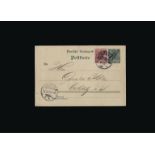 Germany - Colonies - South West Africa : 1900 HASIS : 1900 use of provisional 5pf postcard to