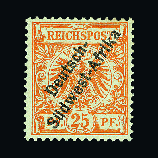 Germany - Colonies - South West Africa : 1897 Scarce unissued overprint on Germany 25pf yellow-