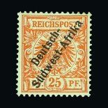 Germany - Colonies - South West Africa : 1897 Scarce unissued overprint on Germany 25pf yellow-